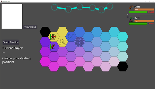 Starting position hexagons are highlighted. One player has submitted their position and the hexagon unhighlighted.