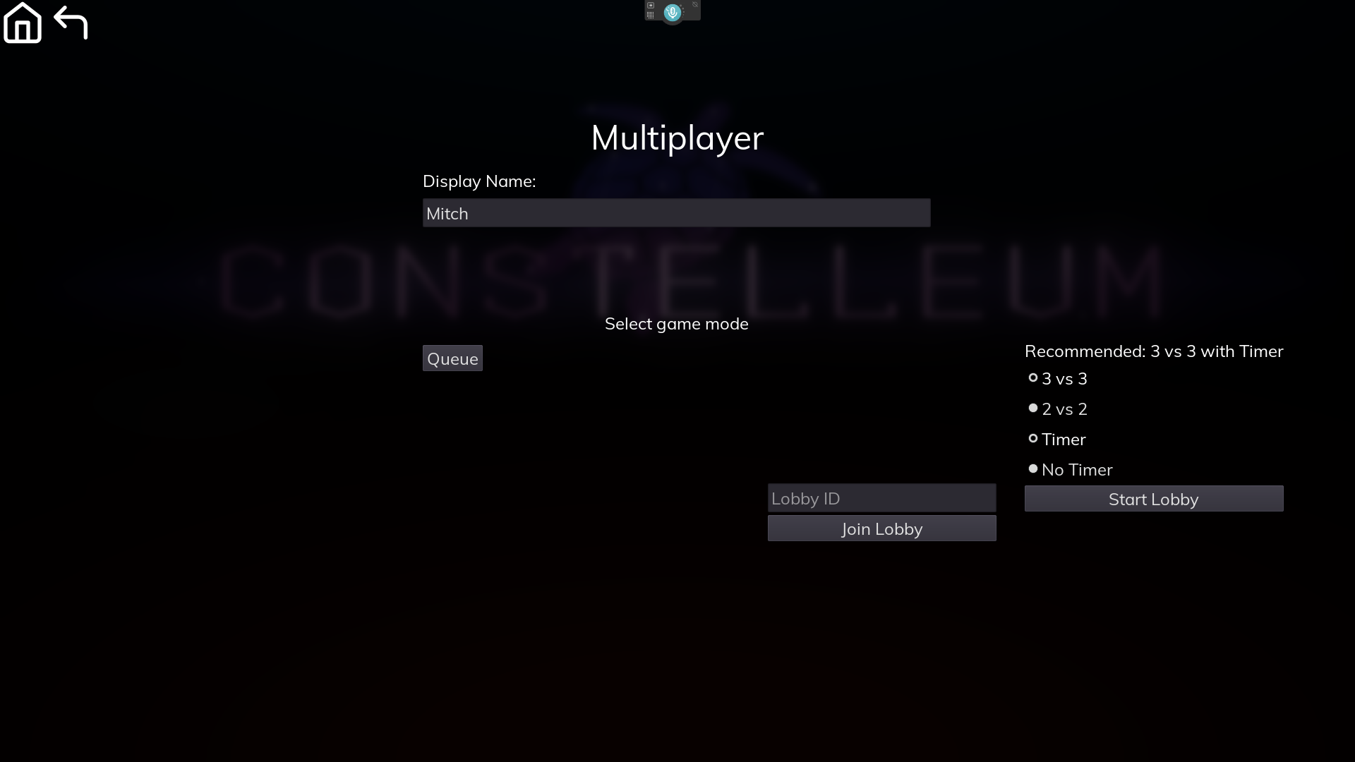 Old UI for queueing and creating lobbies.